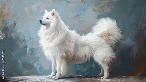 White dog breed Samoyed.