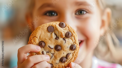 Wallpaper Mural Young child grasping a chocolate chip cookie in hand Torontodigital.ca