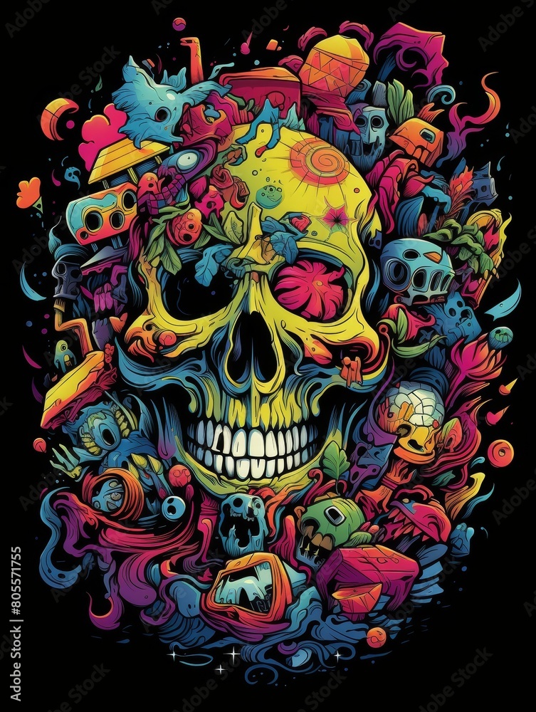 Lively and Colorful Skull Artistry
