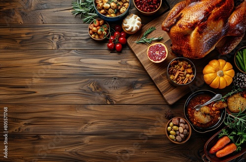 Turkey Perched on Wooden Cutting Board