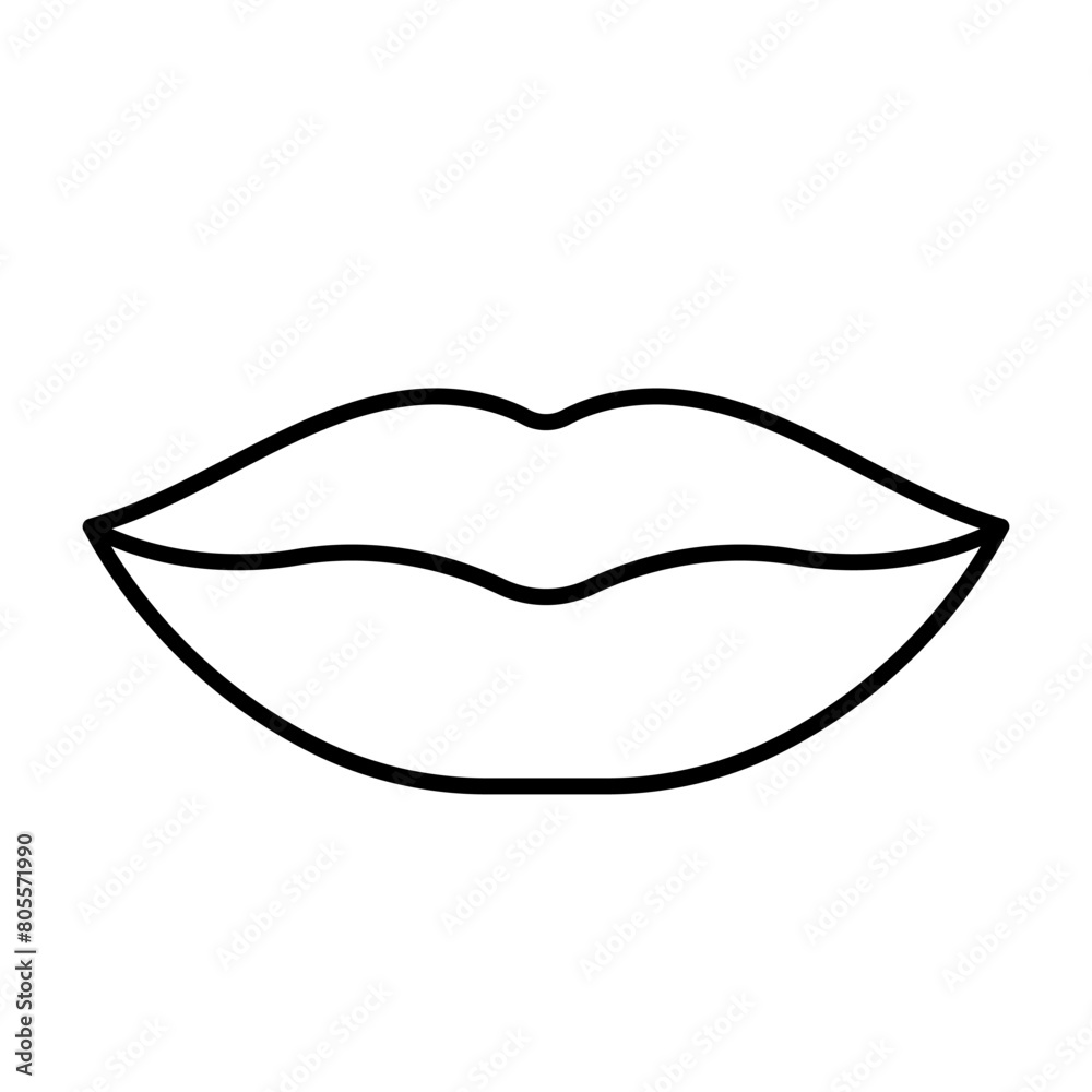 Lips, icon. Simple minimalist mouth pictogram. Human face part, beauty, female lips, smile. Linear illustration, editable stroke, thin line. Lips, icon. Simple minimalist mouth pictogram. Human face part, beauty, female lips, smile. Linear illustration, editable stroke, thin line.