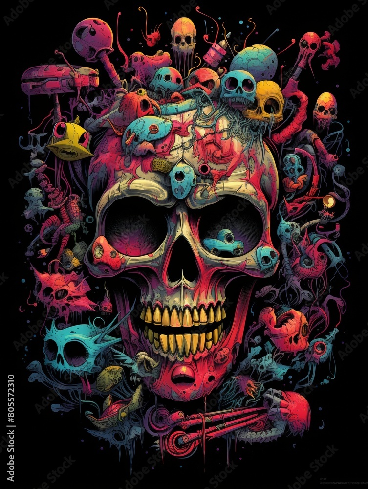 Lively and Colorful Skull Art