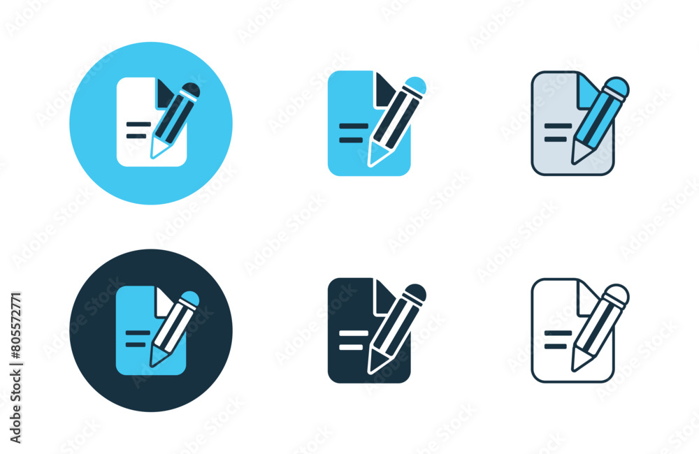 Edit File icons collection in different style flat vector illustration set Edit File icons collection in different style flat vector illustration set
