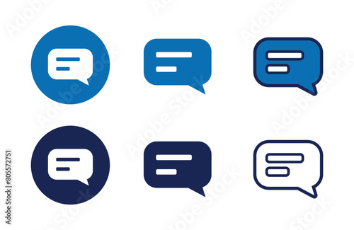 Chat icons collection in different style flat vector illustration set
