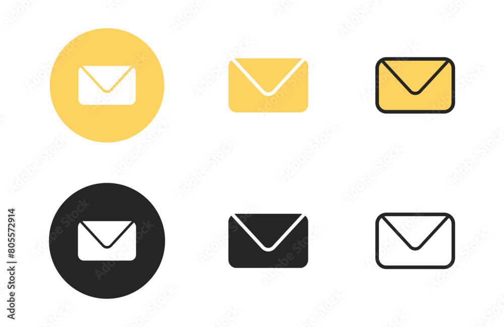 Message icons collection in different style flat vector illustration set Message icons collection in different style flat vector illustration set
