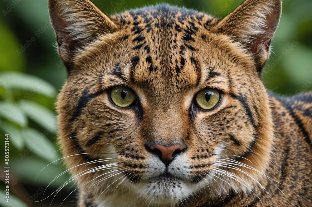 Fototapeta premium top close and full framed view of Jungle Cat head , detailed and sharp textures, large depth of field