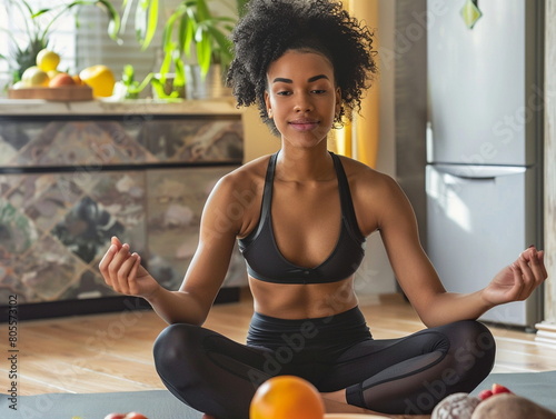 A young girl does yoga. Healthy lifestyle concept