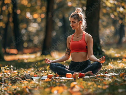 A young girl does yoga. Healthy lifestyle concept