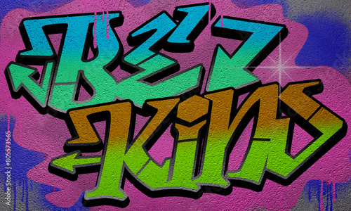 4k Urban street art background. Seamless graffiti wall texture. 
