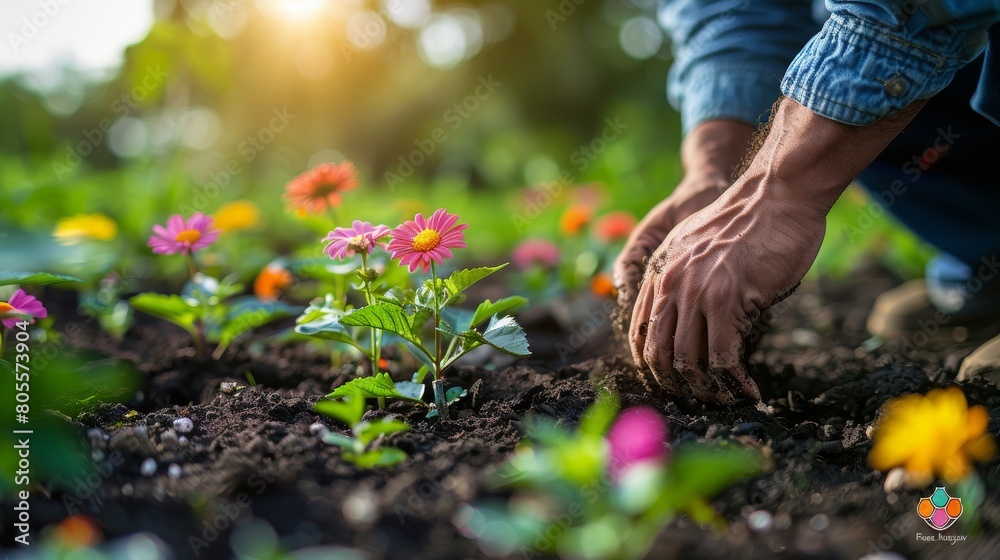 Fototapeta premium Pink Flower Standing Out in Field
