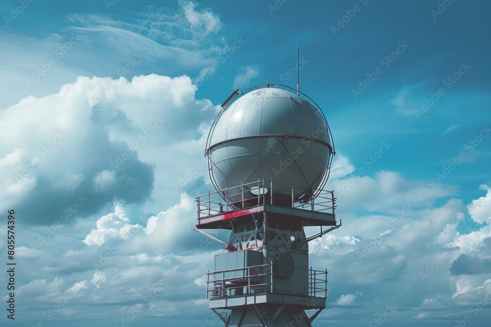 A large metal structure with a clock on top. Suitable for urban architecture concepts A large metal structure with a clock on top. Suitable for urban architecture concepts