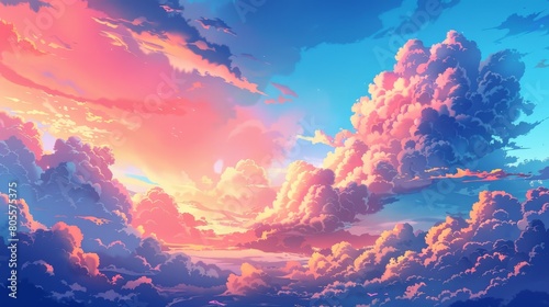 Illustration of summer sky and thunderclouds