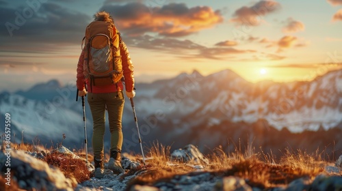 Person Standing on Top of a Mountain