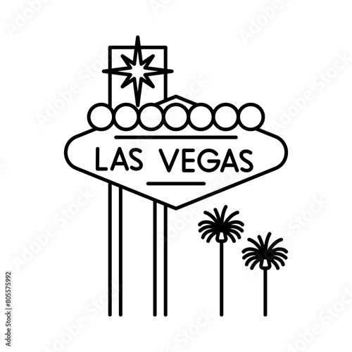 Las Vegas Sign, line icon. Landmark of Las Vegas city, NV. Linear illustration, editable strokes, simple pictogram