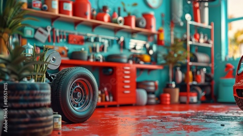 Large Truck Parked in Garage With Other Trucks