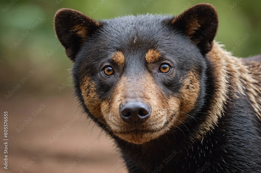 top close and full framed view of Bush Dog head , detailed and sharp textures, large depth of field top close and full framed view of Bush Dog head , detailed and sharp textures, large depth of field