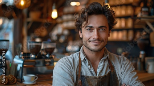 Man Standing in Front of a Bar