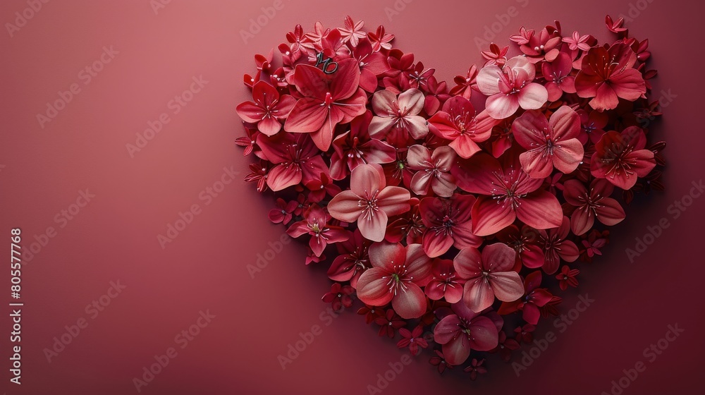 Heart Shaped Flower Arrangement on Pink Background