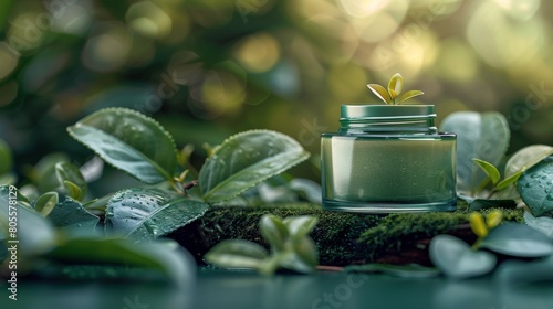 Green Liquid Bottle on Table