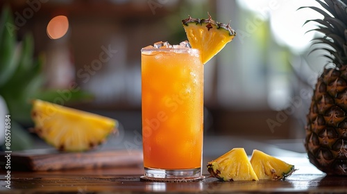 Pineapple Drink With Slice of Pineapple