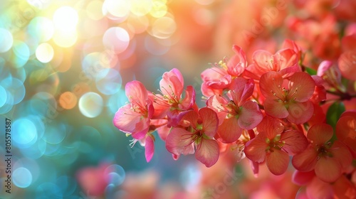 Cluster of Pink Flowers on Branch © olegganko
