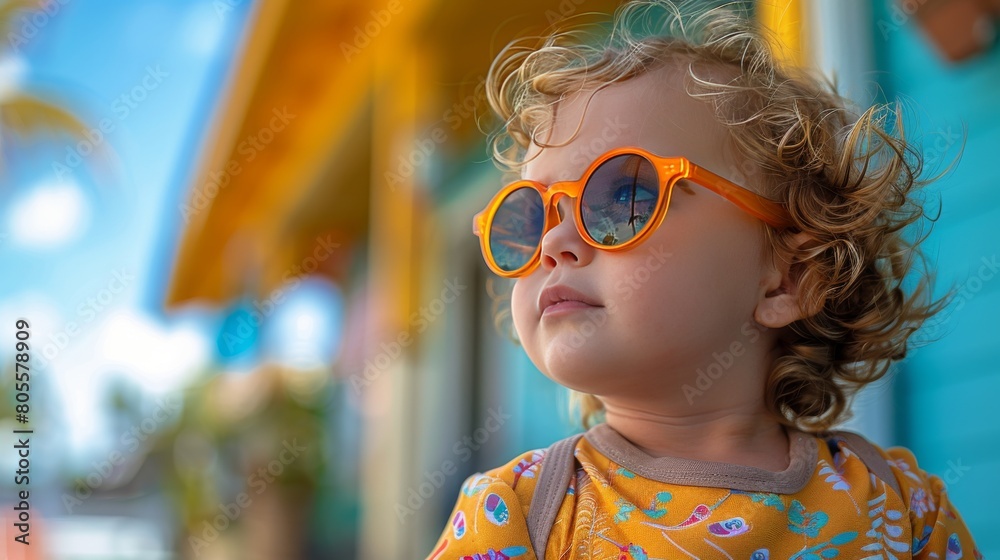 Little Boy Wearing Orange Glasses Little Boy Wearing Orange Glasses
