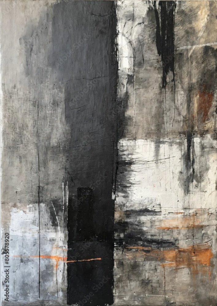 Obraz premium Minimalist grunge abstract painting with charcoal. Contemporary painting on canvas. Modern poster for wall decoration