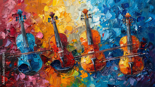 Painting of a Violin on a Wall