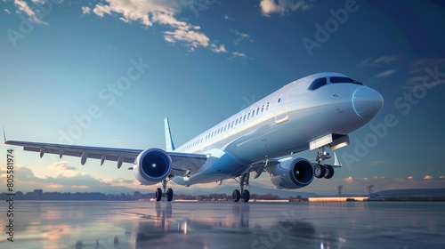 Airplane taking off against a clear blue sky © Media Srock