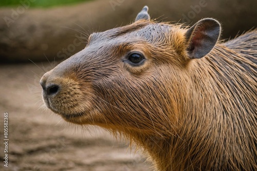 Wallpaper Mural top close and full framed view of Capybara head , detailed and sharp textures, large depth of field Torontodigital.ca