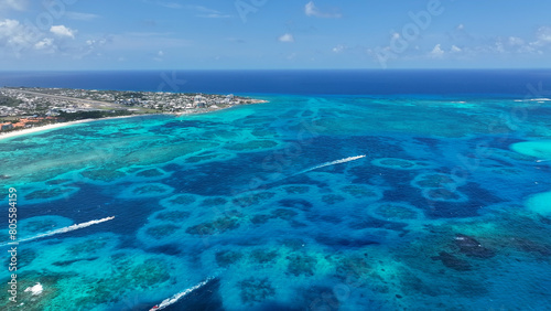 San Andres Bay At San Andres In Caribbean Island Colombia. Tropical Scenery. Cityscape Landscape. San Andres At Caribbean Island Colombia. Tourism Background. Downtown Island.
