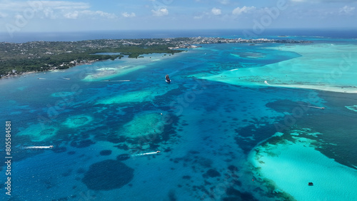 Caribbean Skyline At San Andres Providencia Y Santa Catalina Colombia. Beach Landscape. Caribbean Paradise. San Andres At Providencia Y Santa Catalina Colombia. Seascape Outdoor. Nature Tourism.