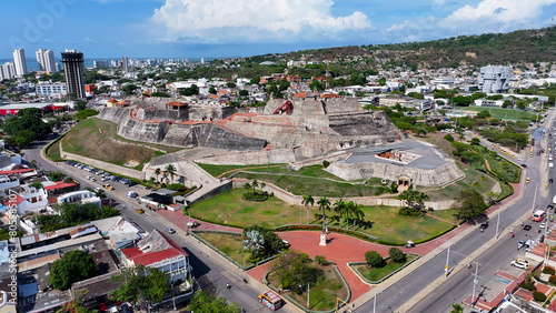 San Felipe Fort At Cartagena In Bolivar Colombia. Medieval Building. Walls Of Cartagena Scenery. Cartagena At Bolivar Colombia. Colorful Skyline. Historical City. photo
