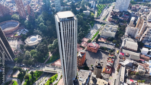 Colpatria Tower At Bogota In District Capital Colombia. High Rise Buildings Landscape. Cityscape Background. Bogota At District Capital Colombia. Downtown City. Urban Outdoor. photo