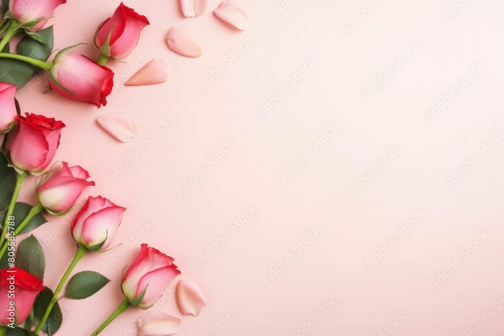 Bunch of Pink and Red Roses on Pink Background Bunch of Pink and Red Roses on Pink Background
