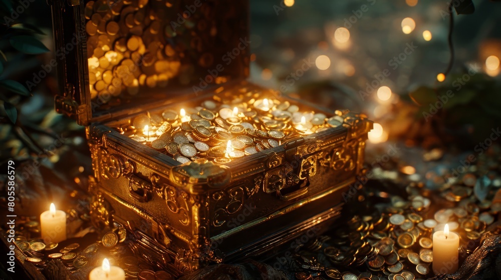 Treasure box filled with gold Treasure box filled with gold