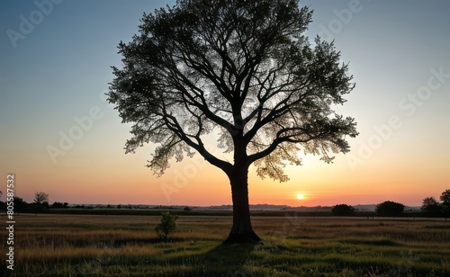 professional photograph of single tree in sunset © Rezhwan