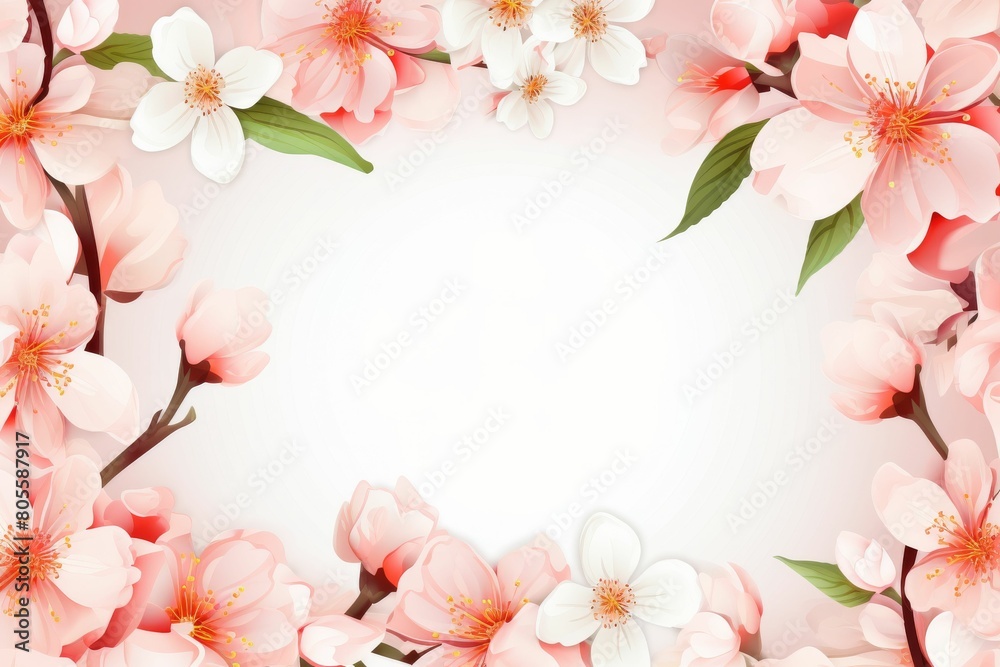 Pink Flower Frame With White Flowers
