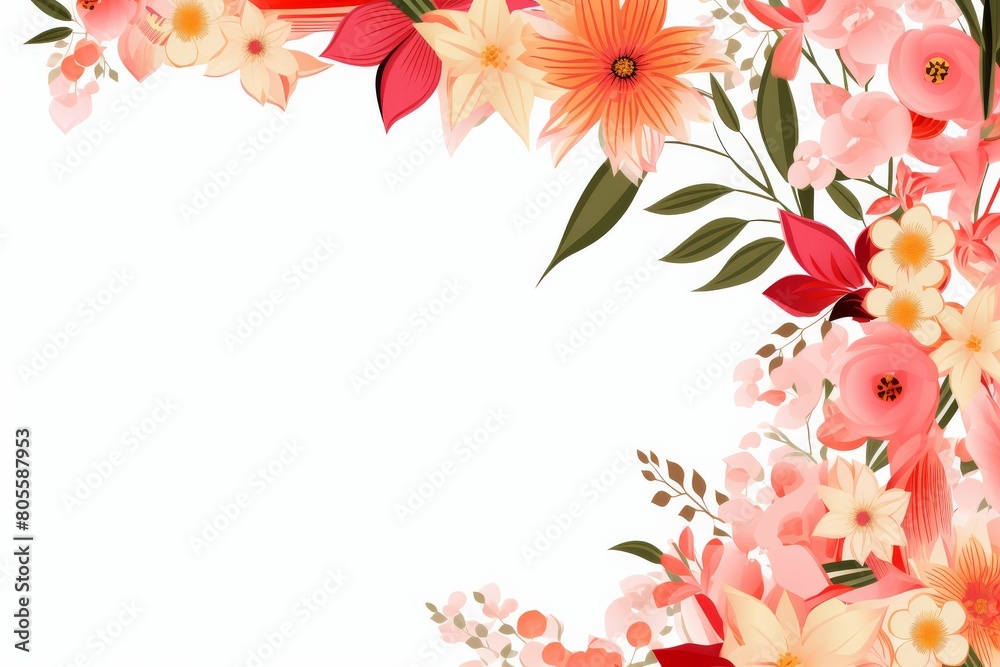 White Background Featuring a Bunch of Flowers