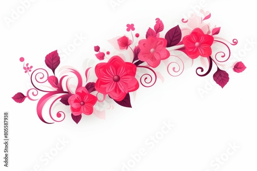 White Background With Red and Pink Flowers