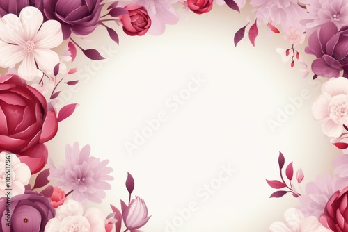 Elegant White Background With Pink and Red Flowers