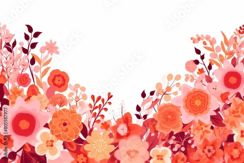 Red and Orange Flowers on White Background