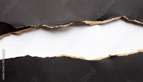 gap ripped in black paper on white background copy space