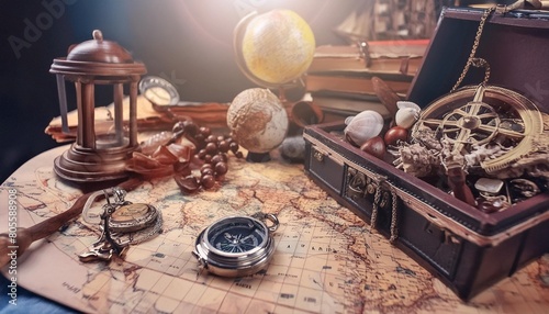 old map collage background a concept on the topic of sea voyages discoveries pirates sailors geography travel and history pirate travel and nautical background photo