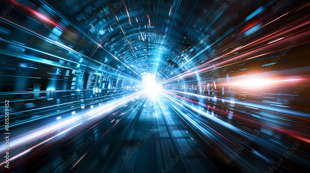 High-Speed Tunnel Travel Concept With Vibrant Light Streaks High-Speed Tunnel Travel Concept With Vibrant Light Streaks