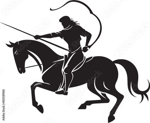 Horse and Rider Silhouette at Dawn Vector Illustration of Morning Adventure