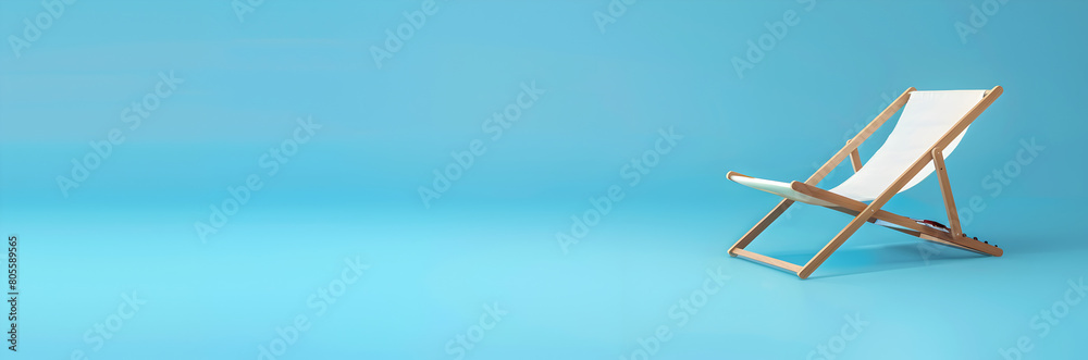 Beach chair organizer web banner. Beach chair organizer isolated on blue background with space for text.