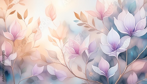 light soft watercolor dreamy floral abstract background