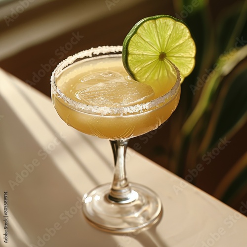 Margarita Cocktail With Lime Garnish