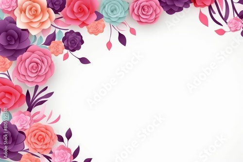 Pink and Purple Flowers on White Background